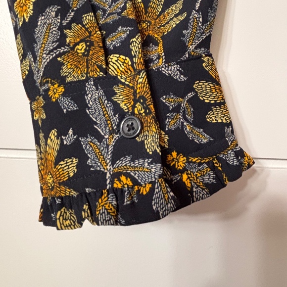 Tommy Hilfiger floral print semi-sheer blouse navy back ground size XXL - Picture 5 of 16